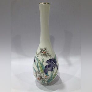 Vintage Japan Otagiri, Iris Bouguet Mini Bud Porcelain Vase Hand Painted Flowers